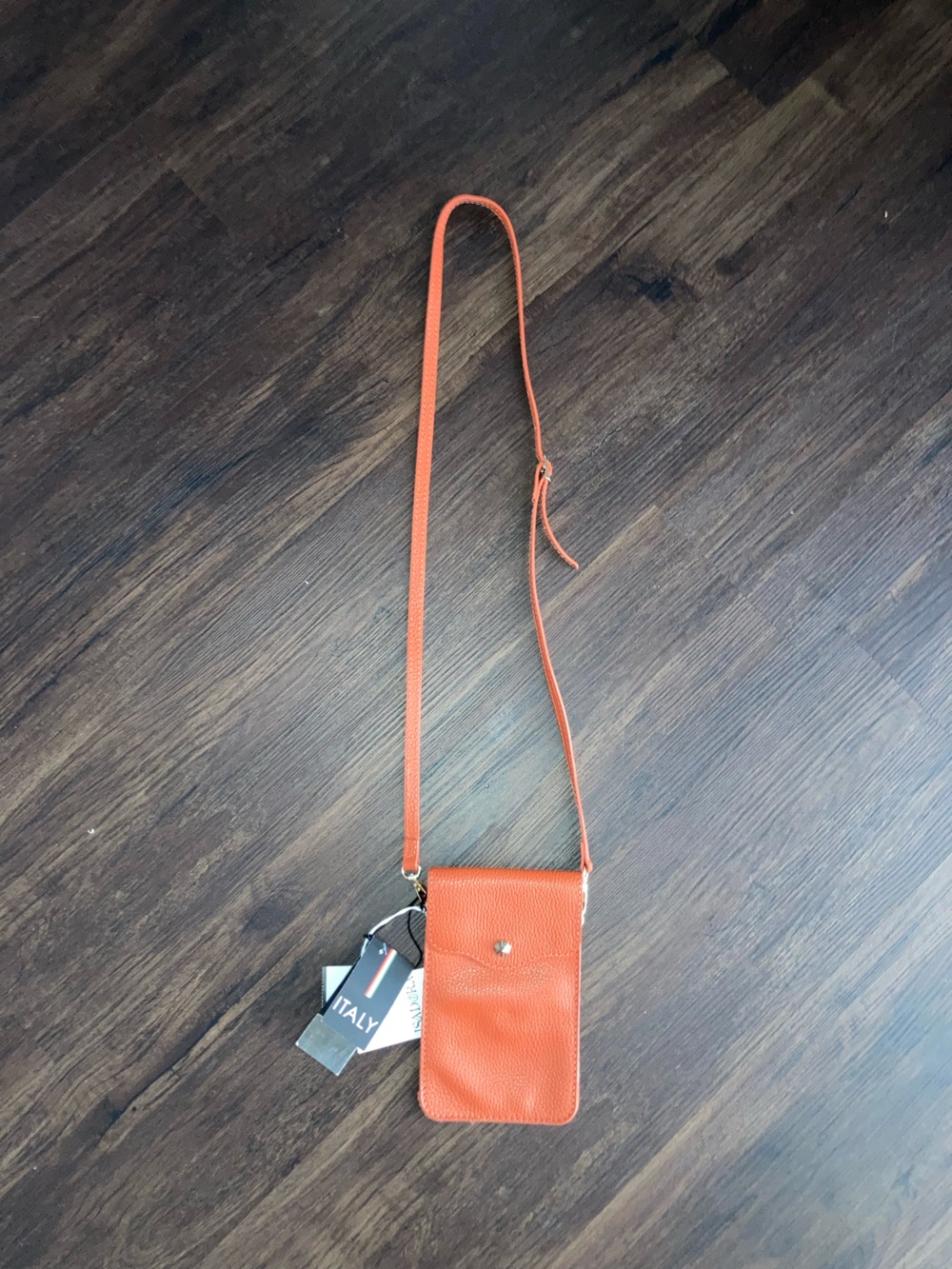Sadora Italy Orange Crossbody Phone Bag new